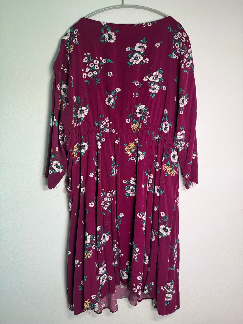 Torrid Berry Floral Fit & Flare Dress Size 2 2X 3/4 Sleeve Rayon Stretch - Picture 4 of 10